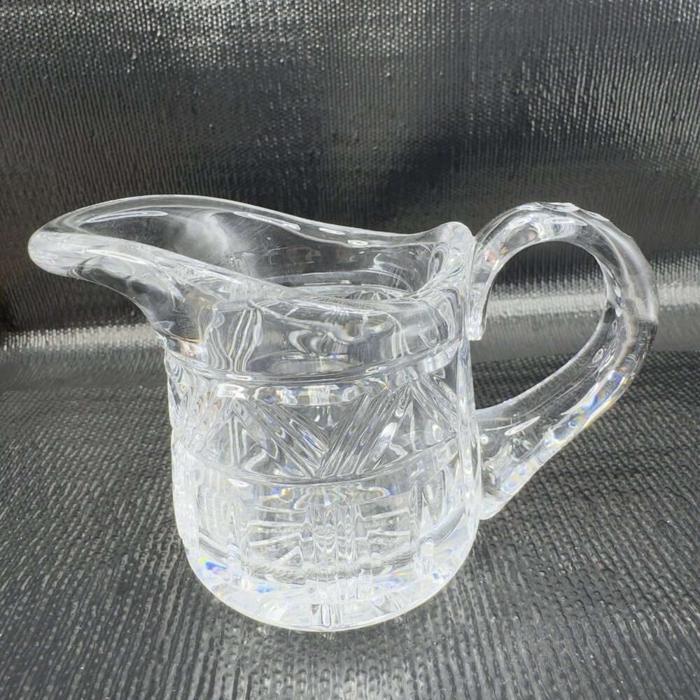 Antique Clear Glass Crystal Small Pitcher Creamer Long Spout Glassware Vintage